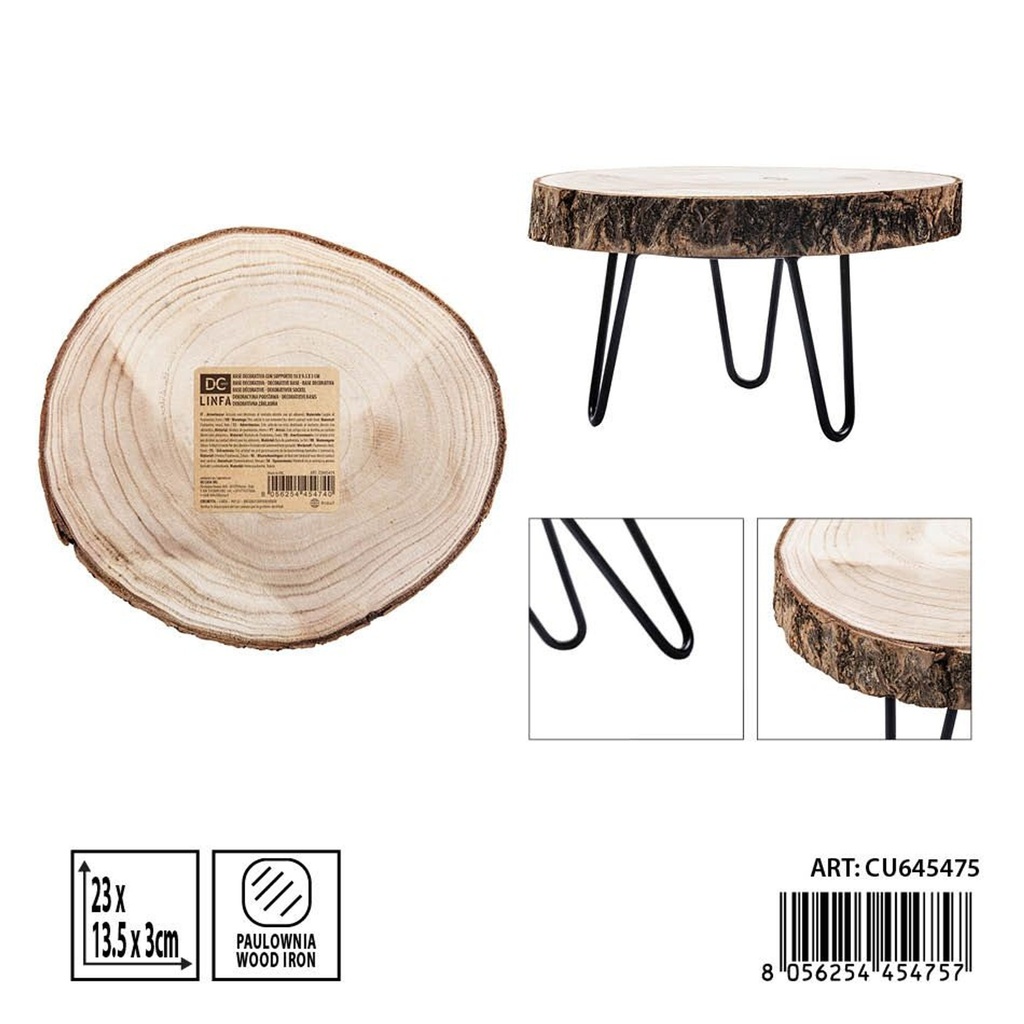 Base decorativa con soporte de madera 23X13.5X3 cm - Accesorios de cocina y madera