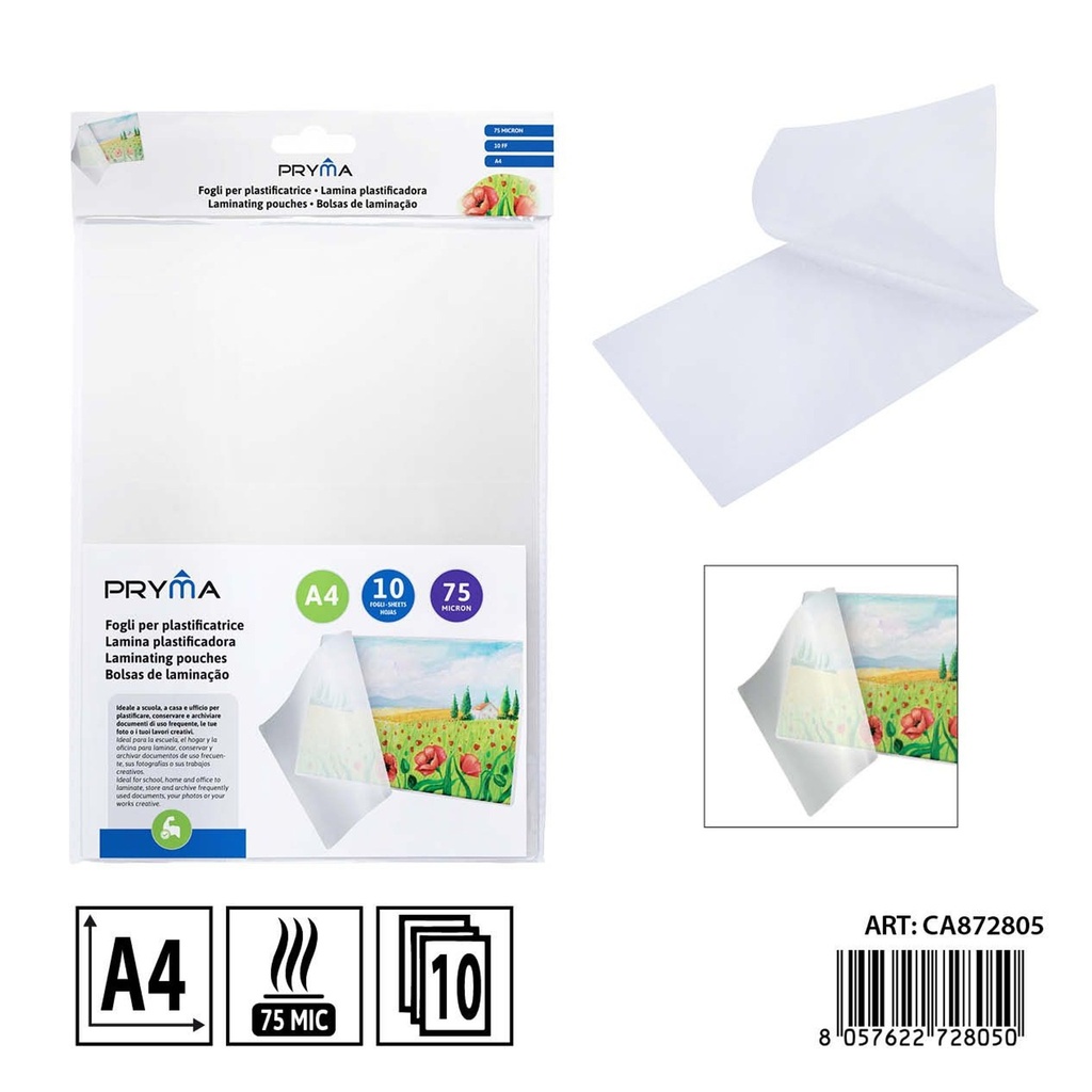 Lámina plastificadora 75MIC 10FF A4 216X303MM - Material de oficina