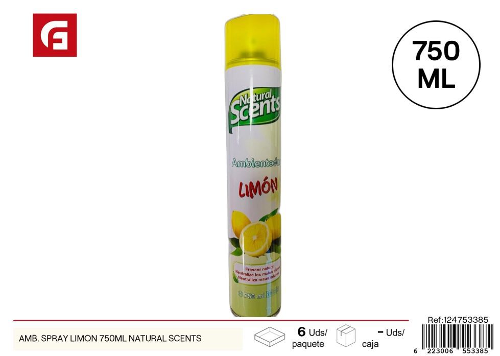 Ambientador spray limón 750ml Natural Scents para refrescar el hogar