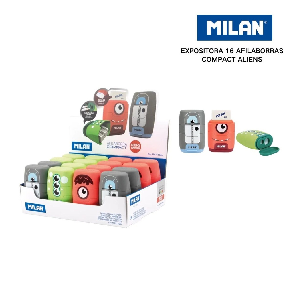 Caja expositora (16 afilaborras compact Aliens MILAN) - Papelería