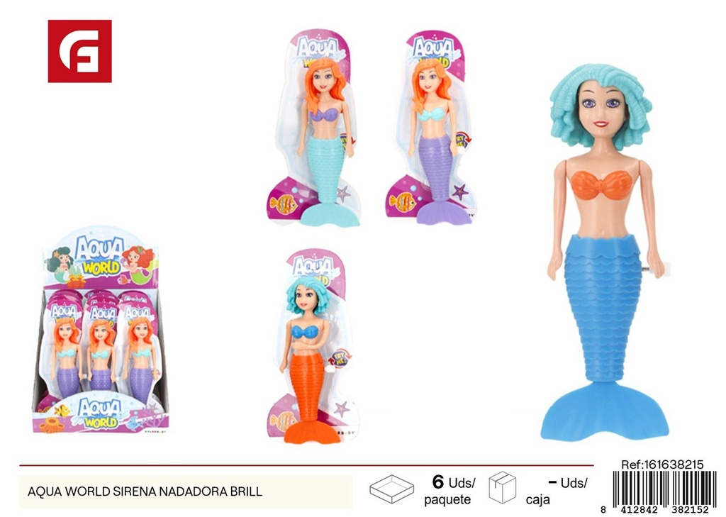 Sirenita nadadora Aqua World con brillo - Juguetes de verano