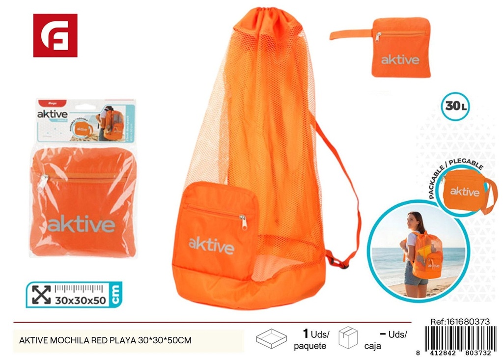 Mochila de playa roja 30x30x50 cm - Accesorios de verano y mochilas impermeables