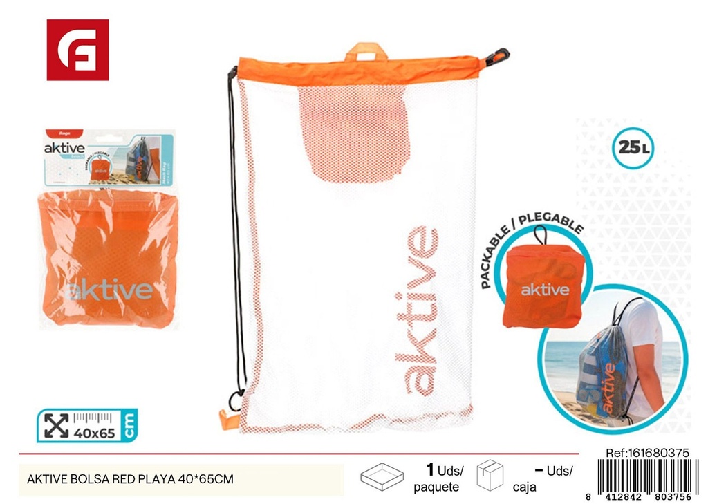 Bolsa de playa roja 40x65 cm - Accesorios de verano y bolsas de transporte