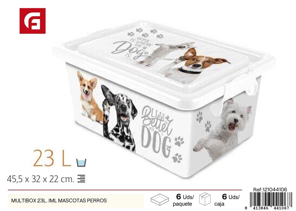 Caja de almacenamiento Multibox 23 L con diseño de mascotas - Organización del hogar