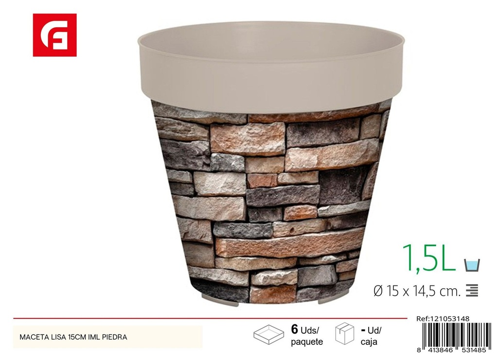 Maceta lisa de 15 cm IML con textura de piedra - Plásticos para el hogar y jardinería