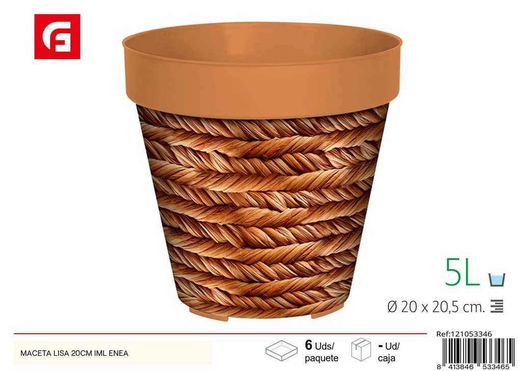 Maceta lisa de 20 cm con textura de enea - Decoración de jardín y macetas
