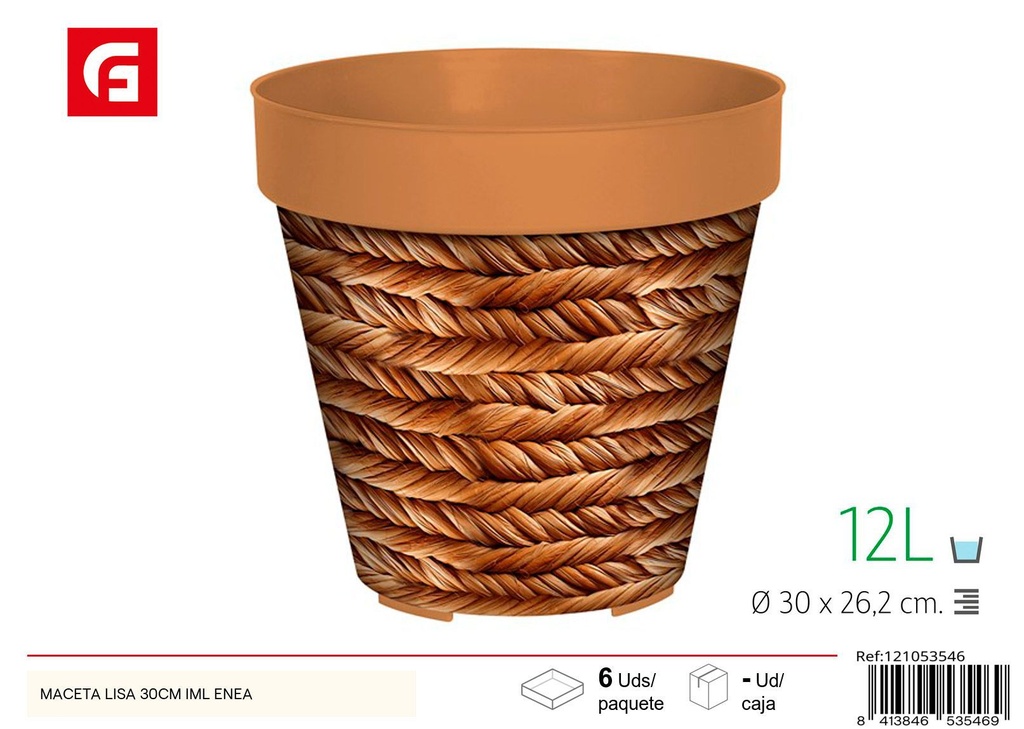 Maceta lisa de 30 cm con textura de enea - Decoración de jardín y macetas