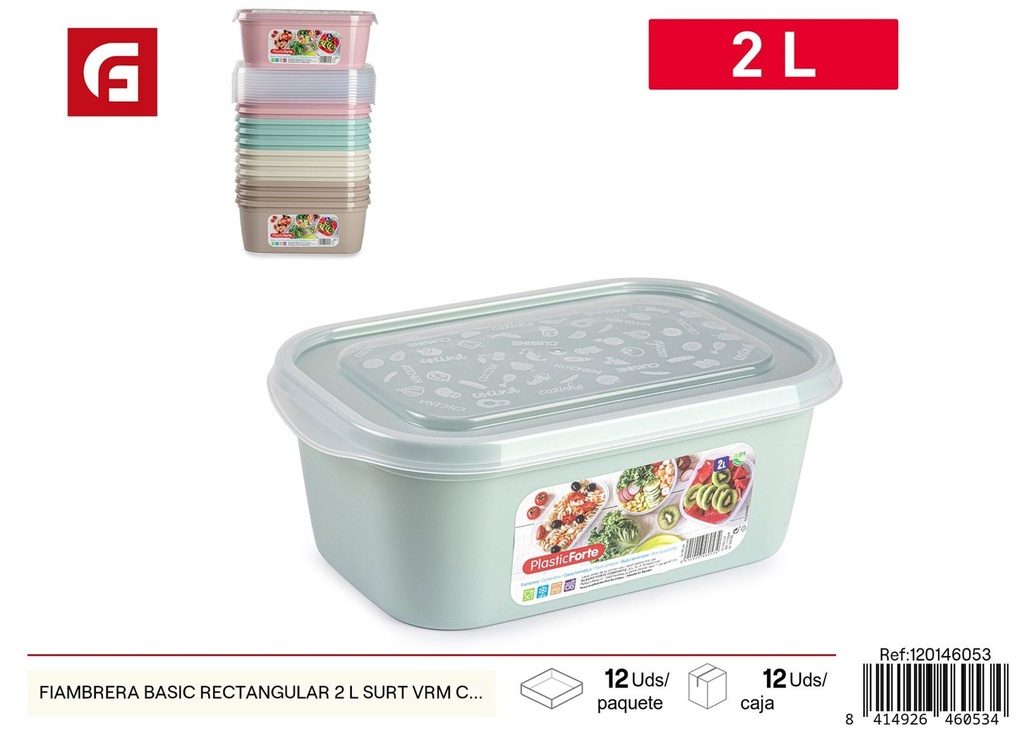 Fiambrera básica rectangular de 2L surtido - Plásticos de cocina y fiambreras