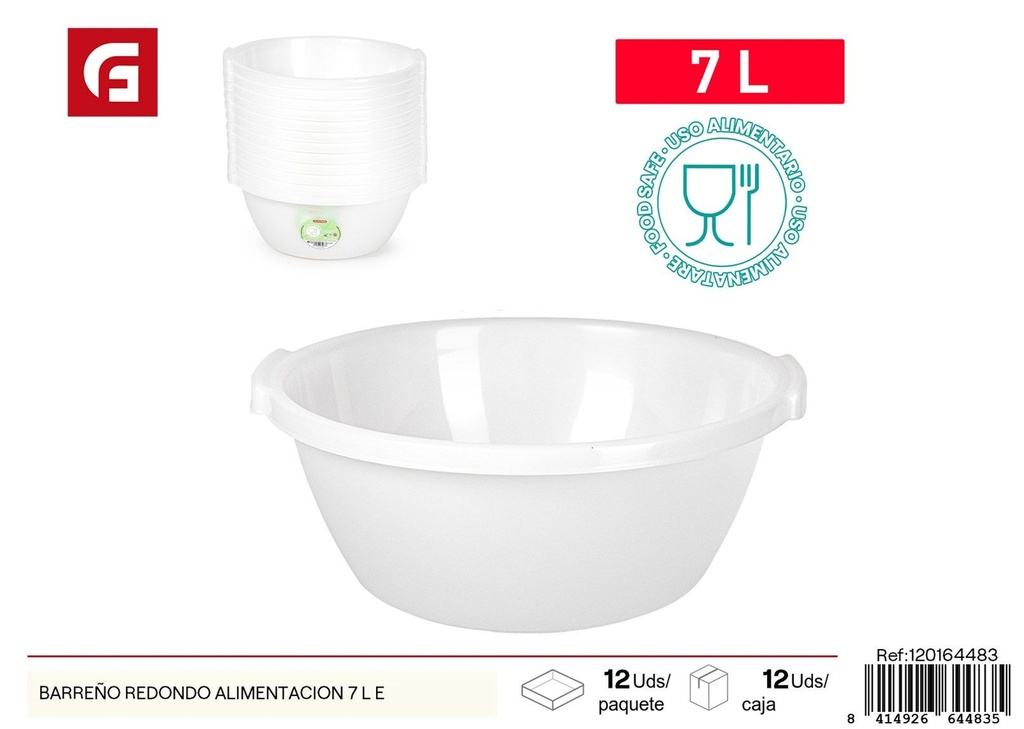 Barreño redondo alimenticio de 7 L - Plásticos del hogar y cubos