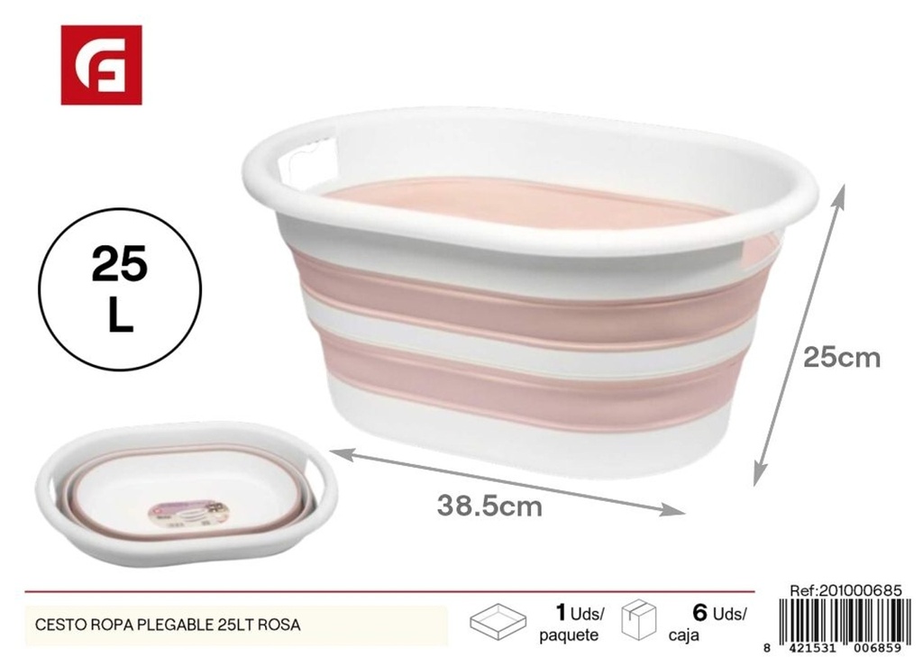 Cesto de ropa plegable rosa 25 L - Plásticos del hogar y cestos