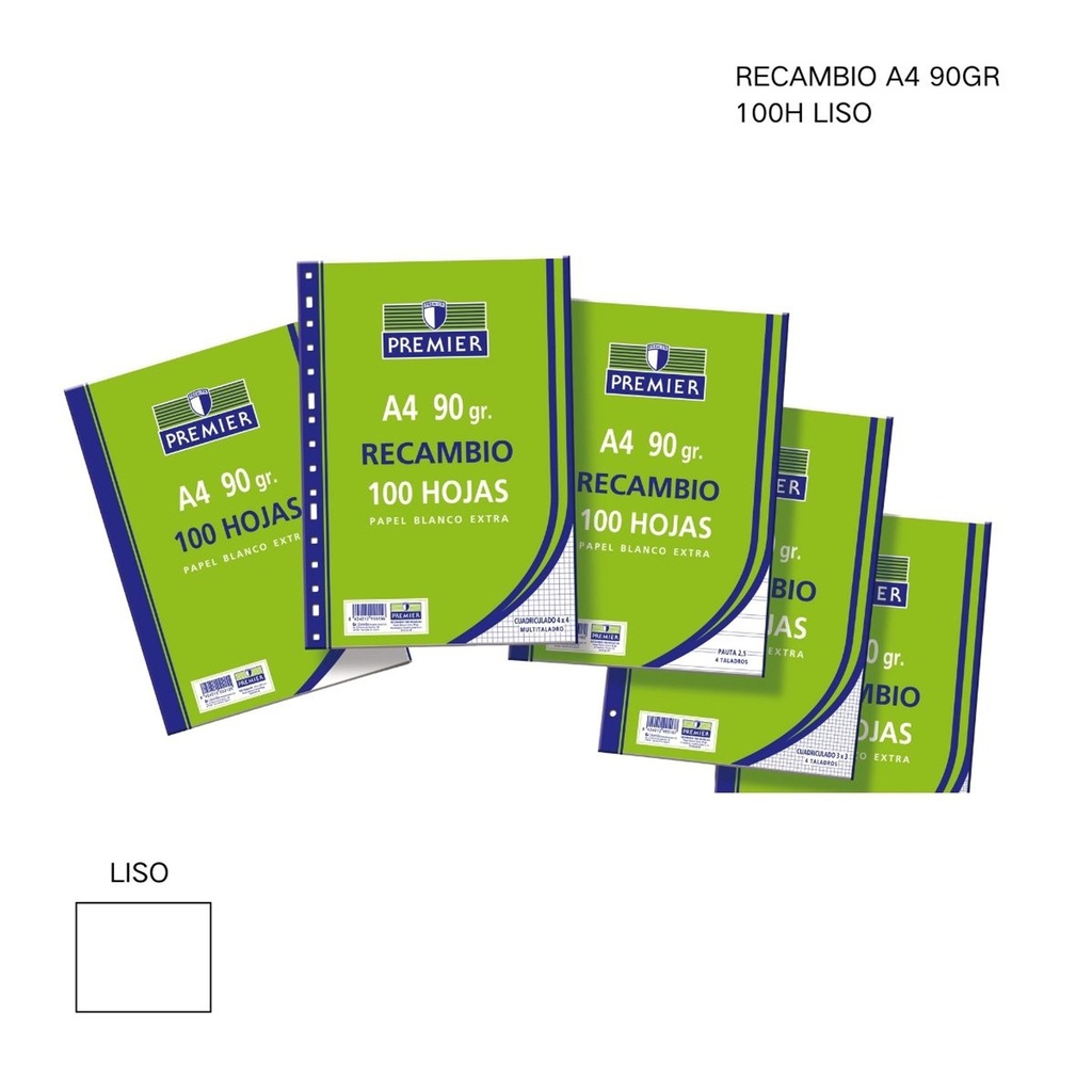 Recambio A4 liso 90g 100 hojas - Papelería y artículos escolares
