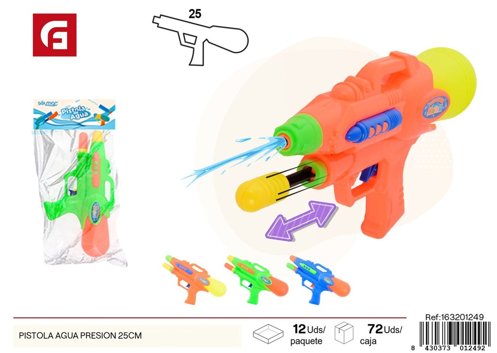 Pistola de agua presión 25cm - Juguetes de verano y diversión acuática