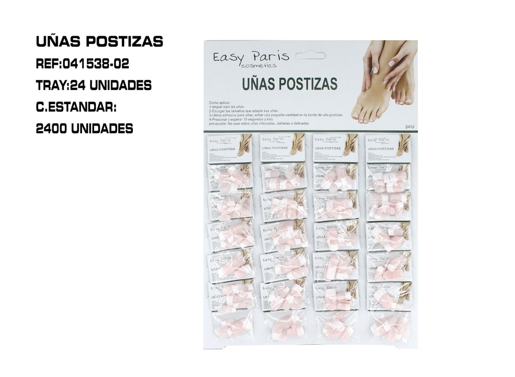 Uñas postizas rosa claro 24 unidades - Uñas artificiales para adultos