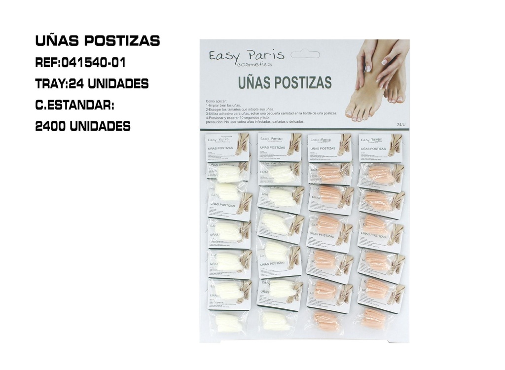 24 Uñas postizas 2 colores 24 unidades - Uñas artificiales para adultos