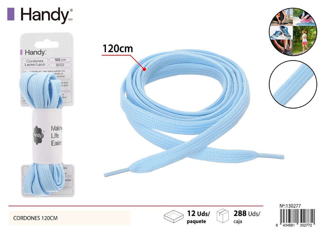 Cordones planas azul claro de 120 cm - Accesorios para calzado