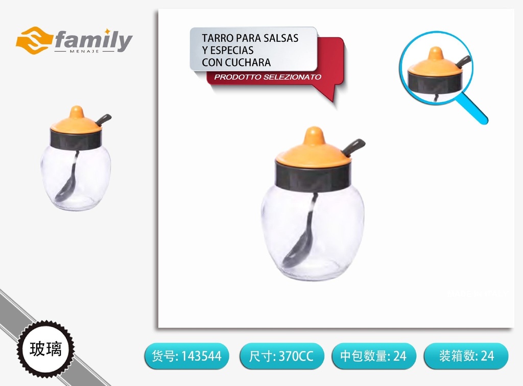 Tarro para salsas y especias de 370 ml con cuchara - Organizadores de cocina