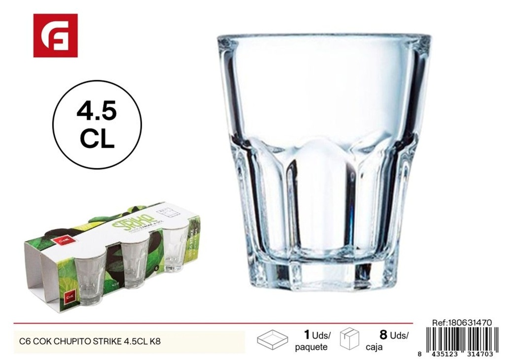 Vaso de vidrio C6 COK chupito de 4.5 cl - Vajilla de vidrio y cerámica