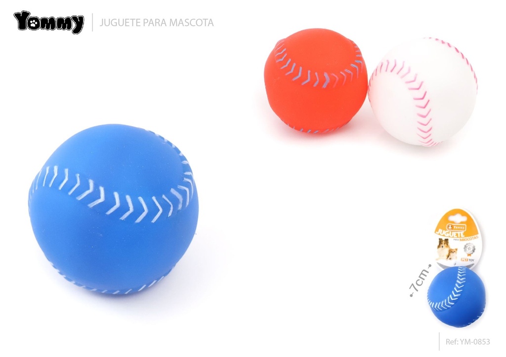 Juguete de vinilo en forma de béisbol para mascotas 7 cm - Juguetes para mascotas