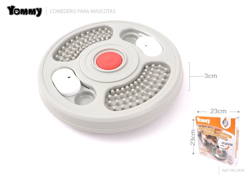 Plato de alimentación para mascotas 23x23x3 cm - Accesorios para alimentación de mascotas