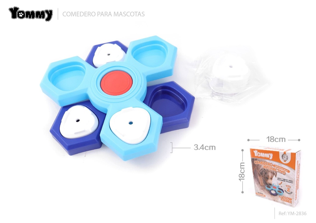 Plato de alimentación doble en forma de rombo para mascotas 18x18x3.4 cm - Accesorios para alimentación de mascotas
