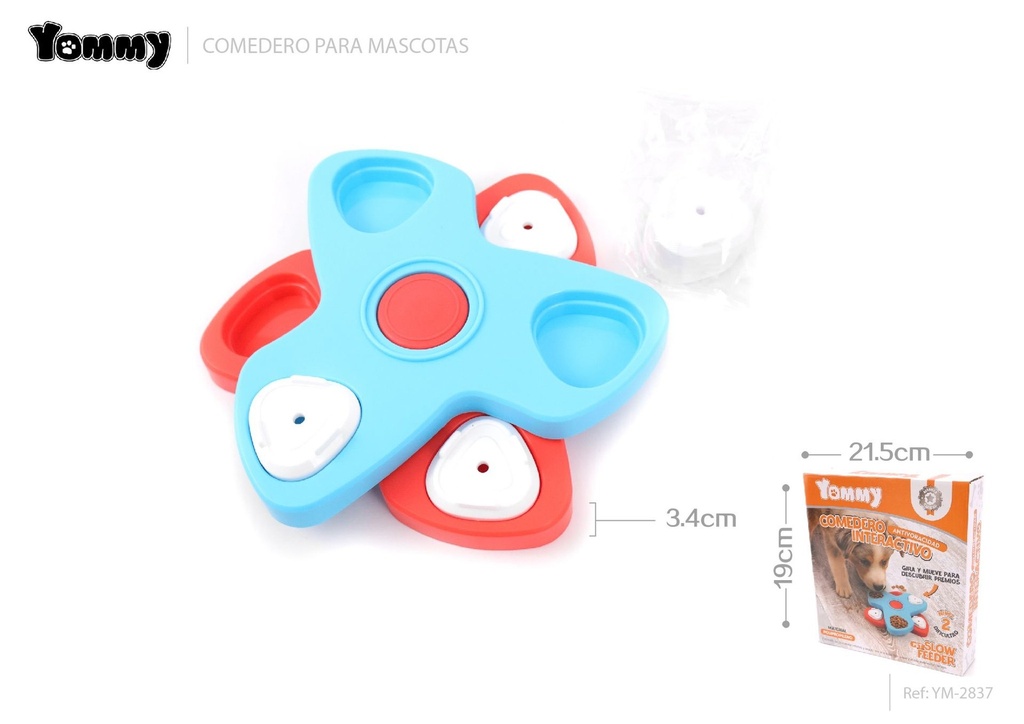 Plato de alimentación doble en forma de abanico para mascotas 19x21.5x3.4 cm - Accesorios para alimentación de mascotas