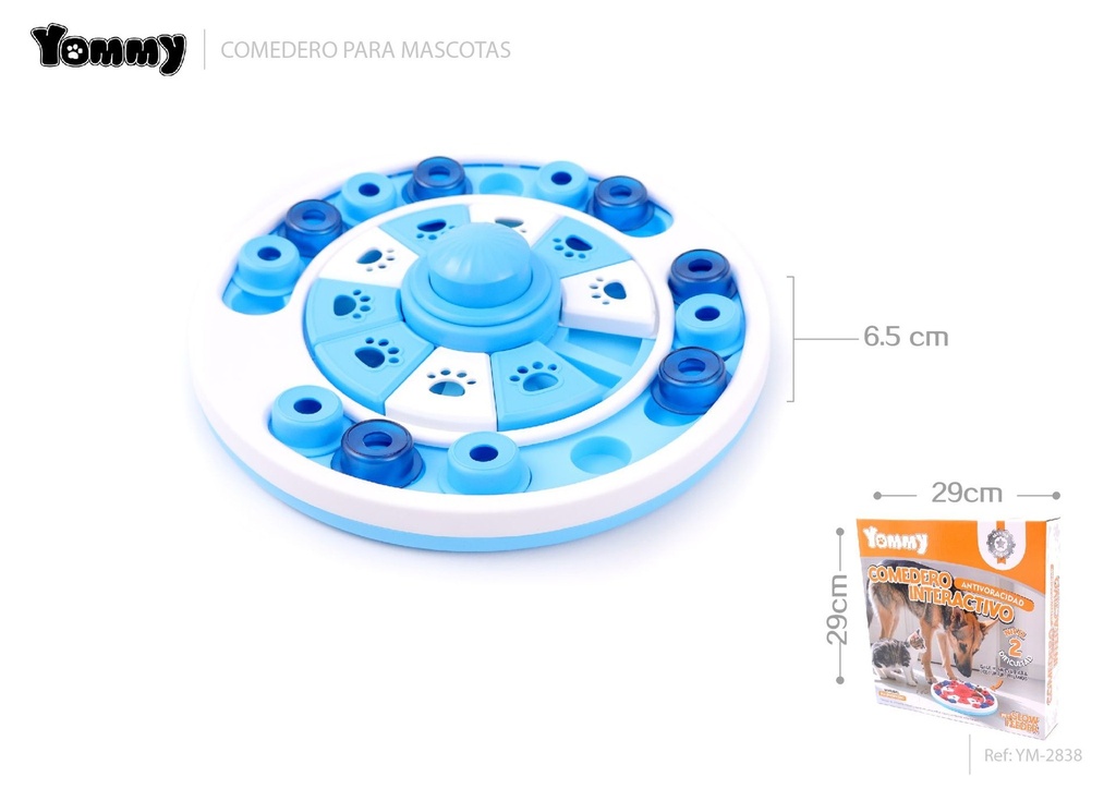 Plato de alimentación lenta para mascotas 29x29x6.5 cm - Accesorios para alimentación de mascotas