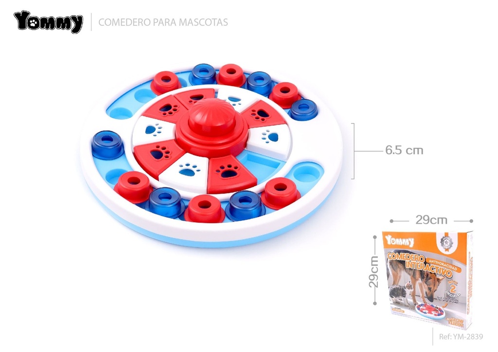 Plato de alimentación lenta para mascotas 29x29x6.5 cm - Accesorios para alimentación de mascotas