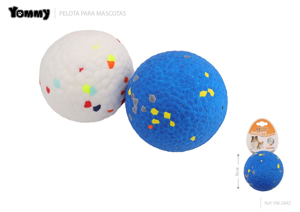 Juguete de vinilo en forma de pelota colorida 6 cm - Juguetes para mascotas