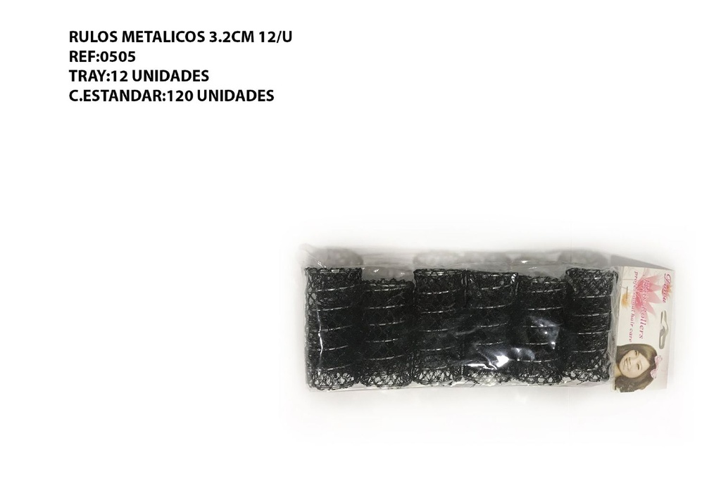 Rulos metálicos 3.2cm 12/u para rizar el cabello