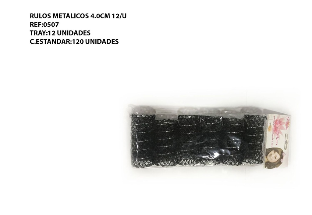 Rulos metálicos 4.0cm 12/u para moldear el cabello