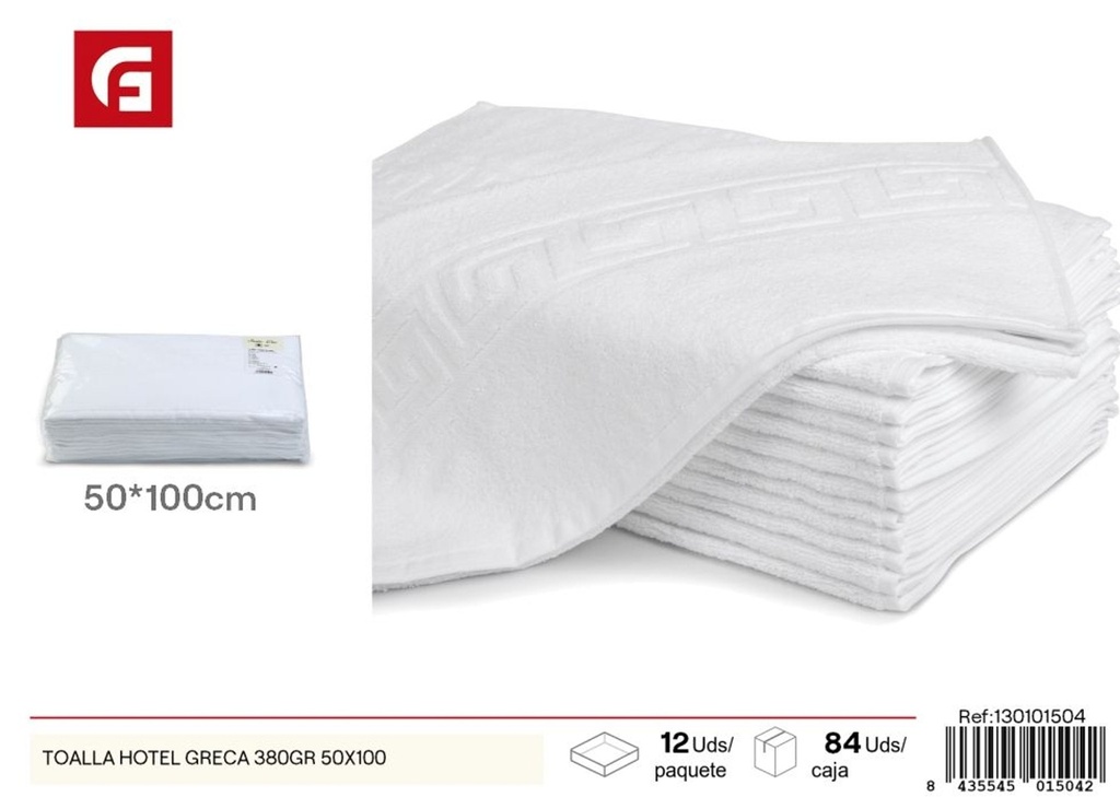 Toalla de hotel greca blanca 50x100 cm 380 g - Textil de hogar
