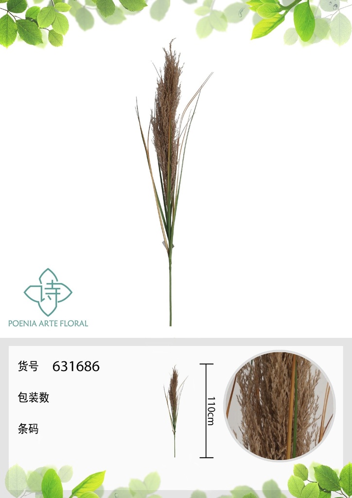 Rama de hierba natural con cebolla de 110 cm - Decoración botánica