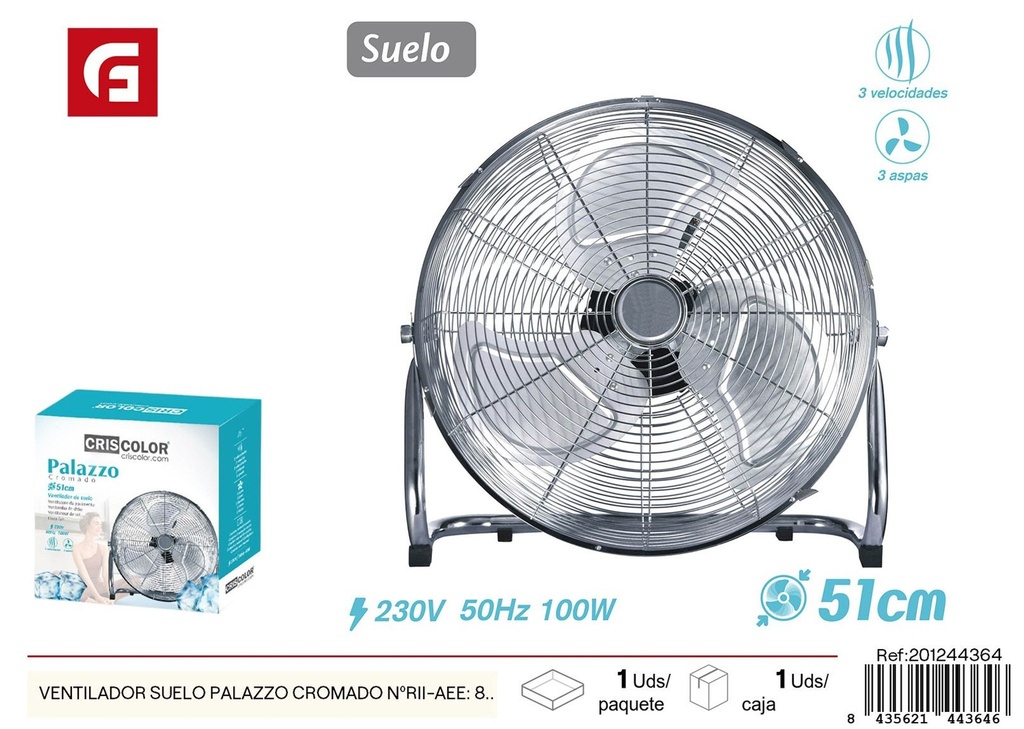 Marcador de suelo Ventilador Palazzo Cromado NºRII-AEE: 8813 - Ventilador de pie