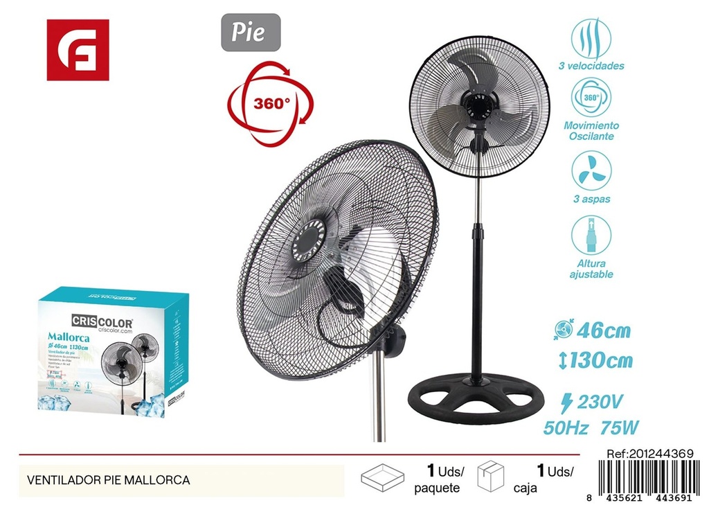 Marcador de pie Ventilador modelo Mallorca NºRII-AEE: 8813 - Ventilador de pie