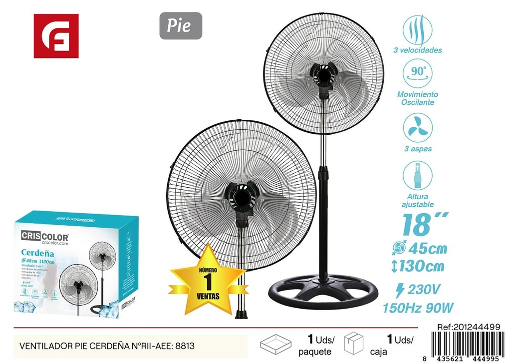 Marcador de pie Ventilador modelo Cerdeña NºRII-AEE: 8813 - Ventilador de pie