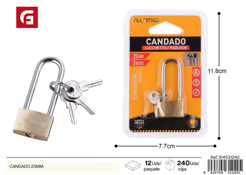 Candado de 25 mm - Accesorios de ferretería