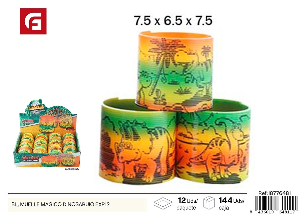 Muelle mágico en diseño de dinosaurio - Set de 12