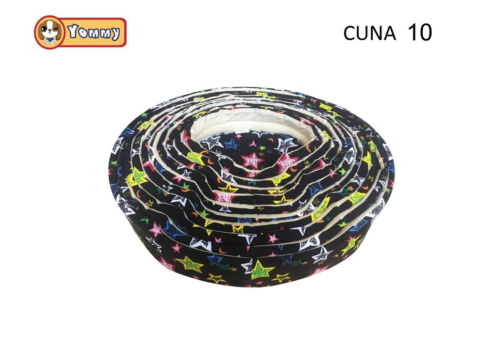 Cuna de perro de lona negra con estrellas grandes 68x58x16 cm - Accesorios para mascotas