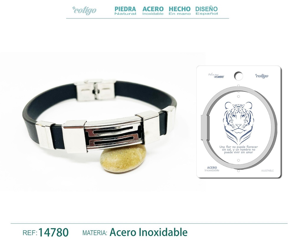 Pulsera de acero con goma - Joyas y bisutería para hombres