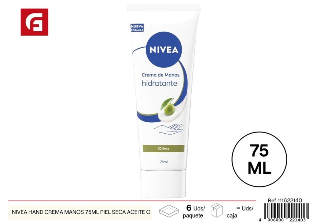 Creama de manos Nivea 75ml - Hidratación y cuidado de la piel seca