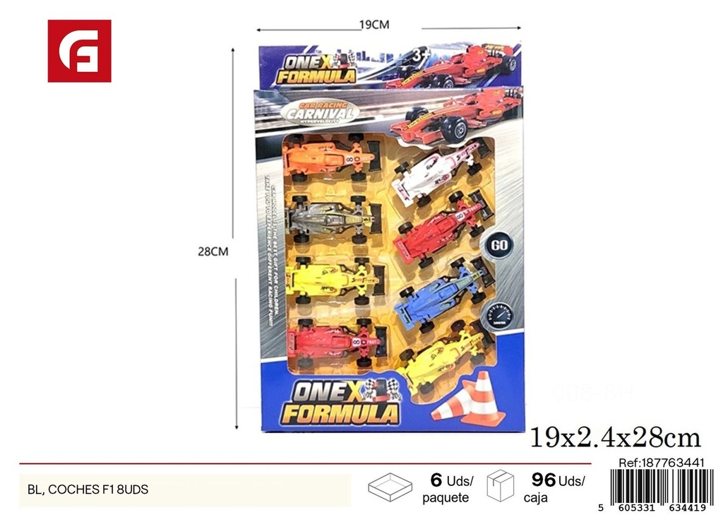 Set de 8 coches de Fórmula 1 de juguete - Juguetes de vehículos