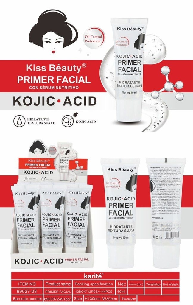 Primer facial de ácido kojico 40ml - Tratamiento de belleza y cuidado de la piel