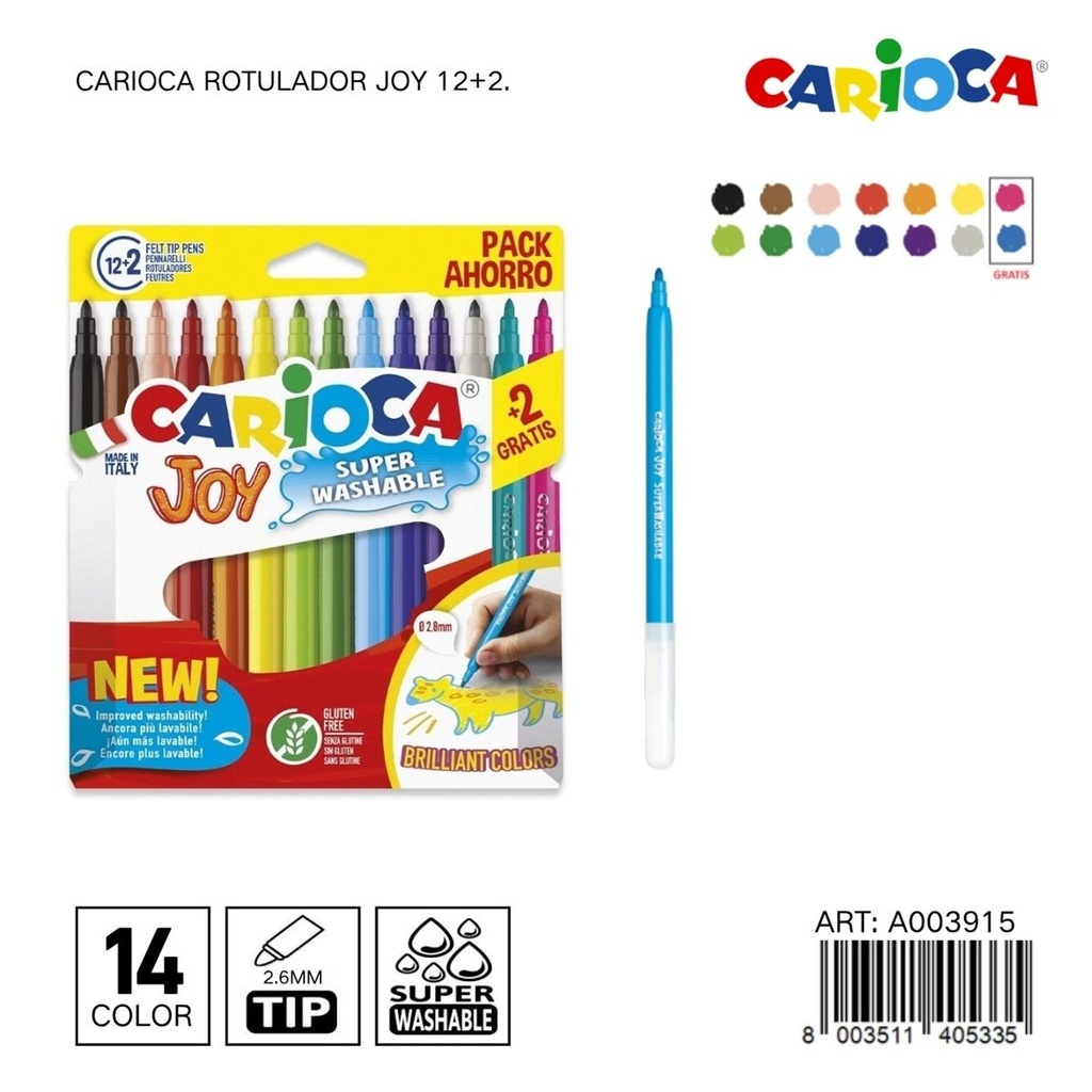 Rotulador Carioaca Joy 12+2 - Material escolar y papelería