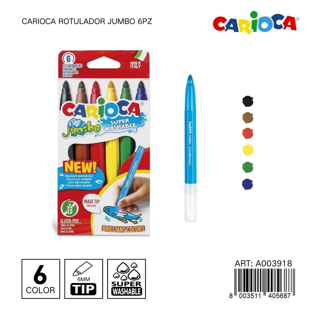 Rotulador Carioaca Jumbo 6pz - Material escolar y papelería