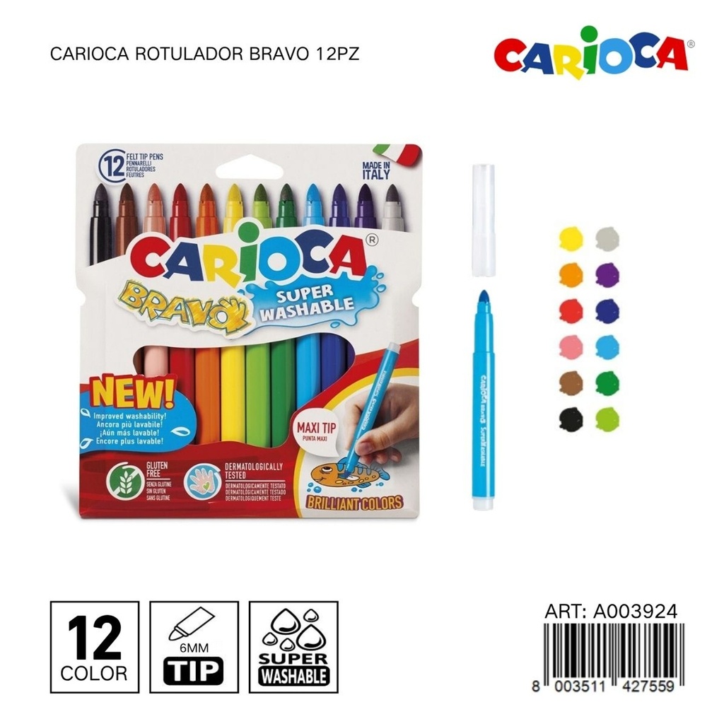 Rotulador Carioaca Bravo 12pz - Material escolar y papelería