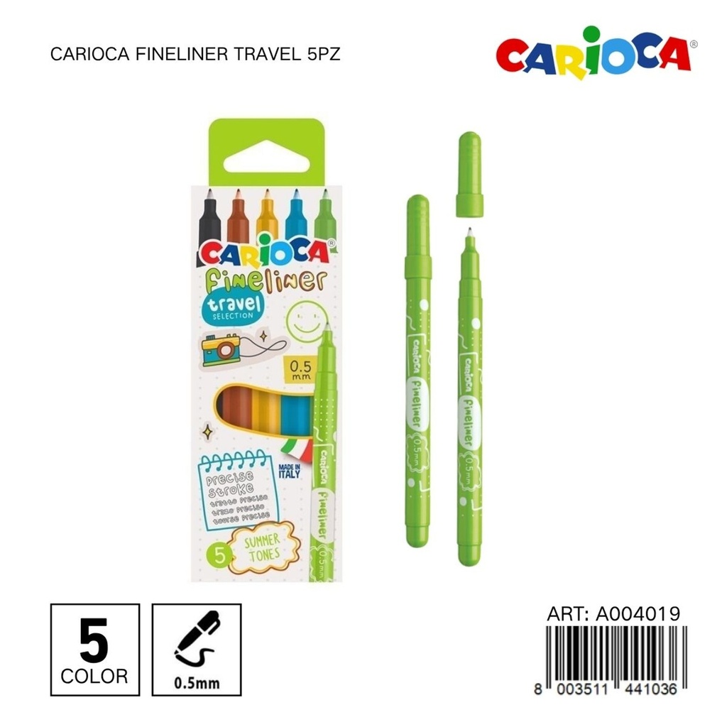 Rotulador Carioaca Fineliner Travel 5pz - Material escolar y papelería