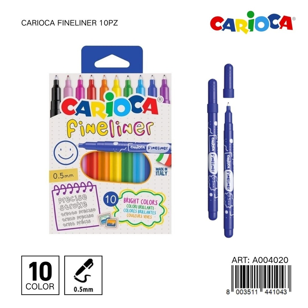 Rotulador Carioaca Fineliner 10pz - Material escolar y papelería