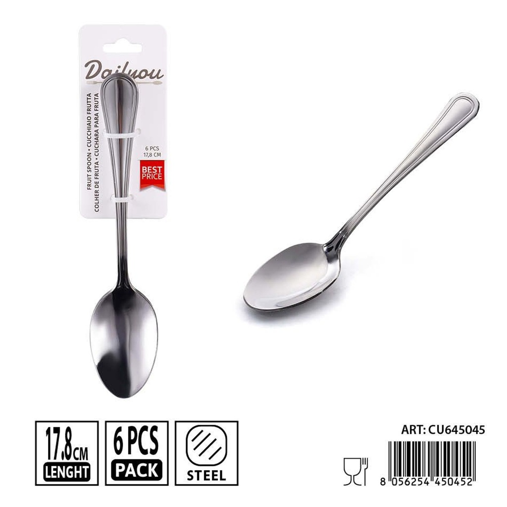 Cucharas para fruta de acero inoxidable 430 - Set de 6 piezas 17.8 cm