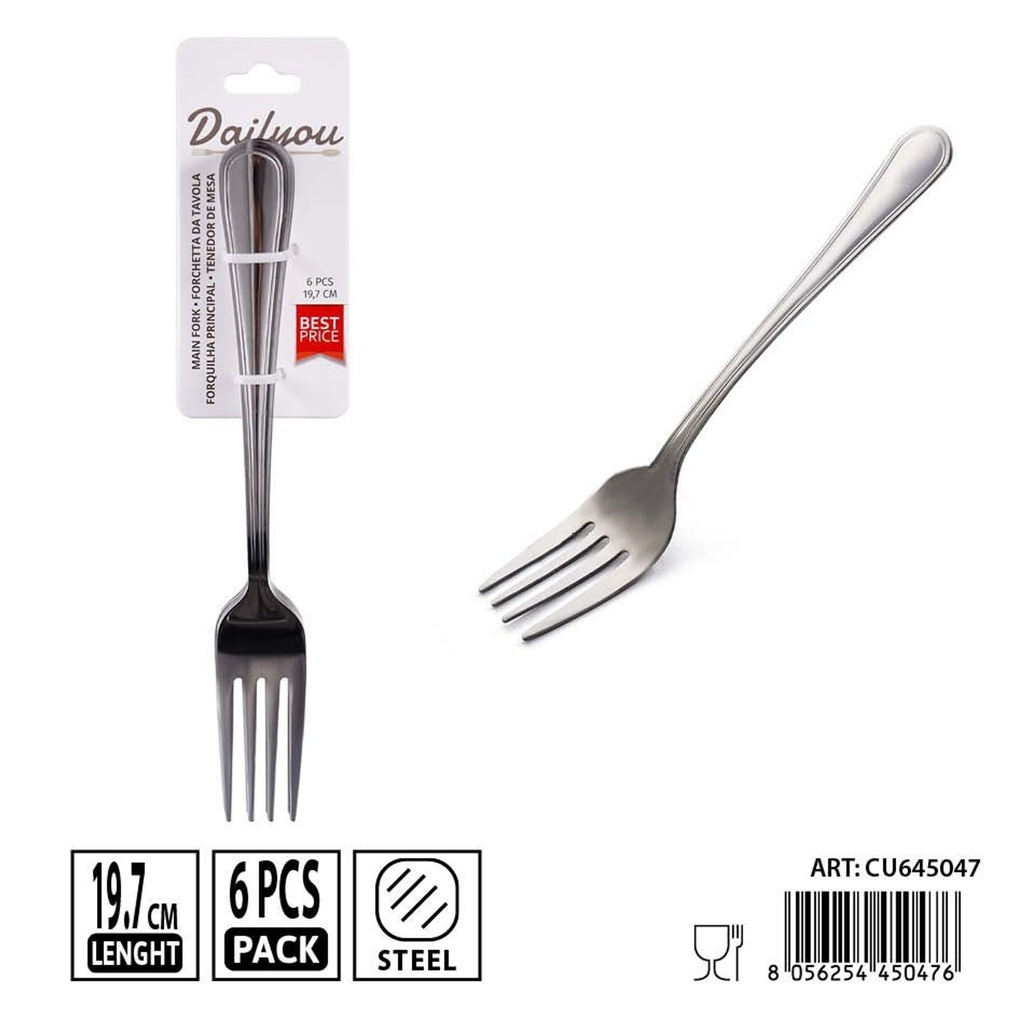 Tenedores de mesa de acero inoxidable 430 - Set de 6 piezas 19.7 cm