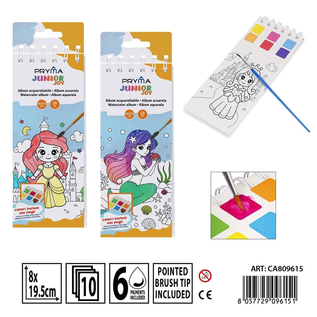 Álbum de acuarela con pincel 19.5 x 8 cm - Material de manualidades
